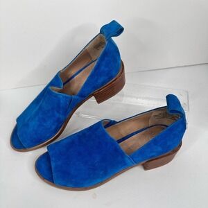 Shellys London Florenz Blue Suede Openβ Toe Shoes Sandals Size 6